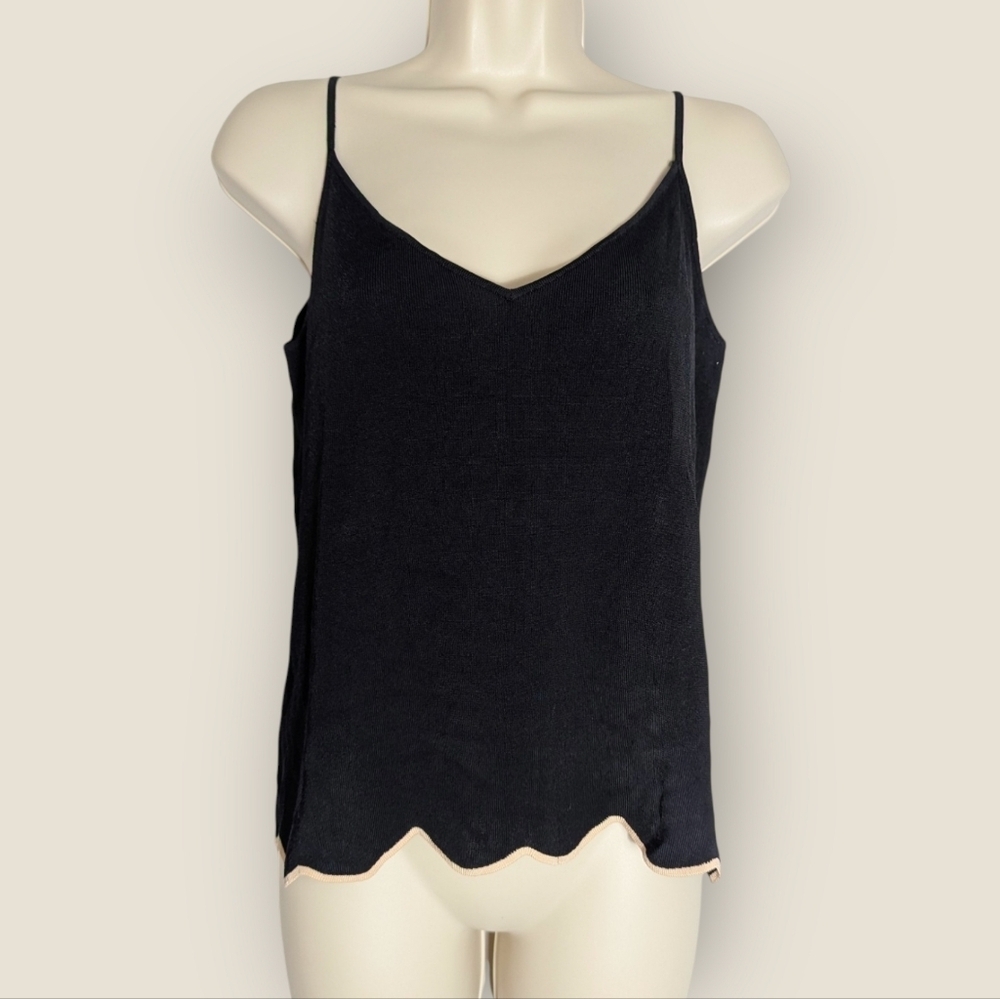 Zara Knit Women's Woven Scalloped Cami Black | Size Small